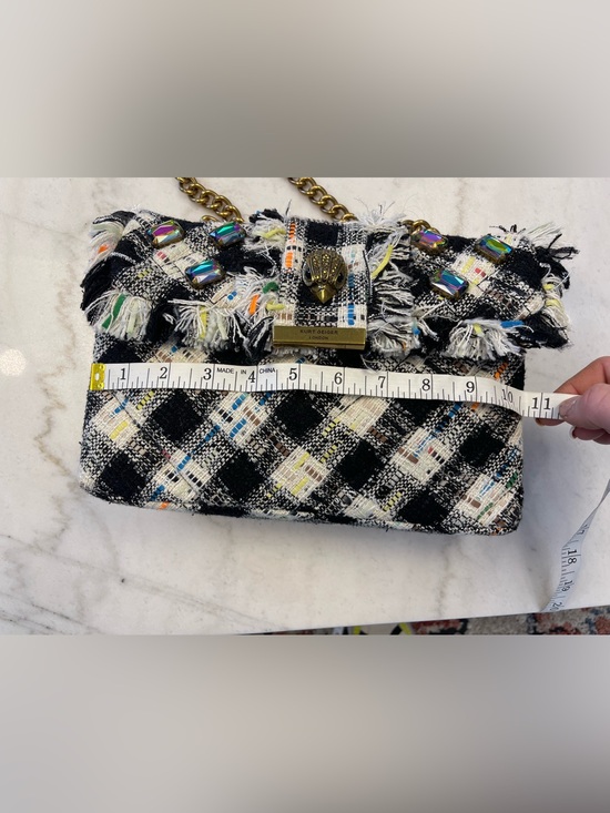 Kurt Geiger Black & White Tweed Fringe Chain Shoulder Bag! Beautiful